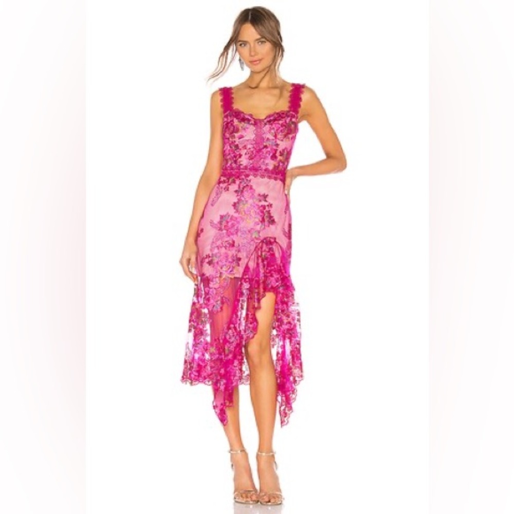 Bronx and Banco Eva Midi Dress in Fuchsia